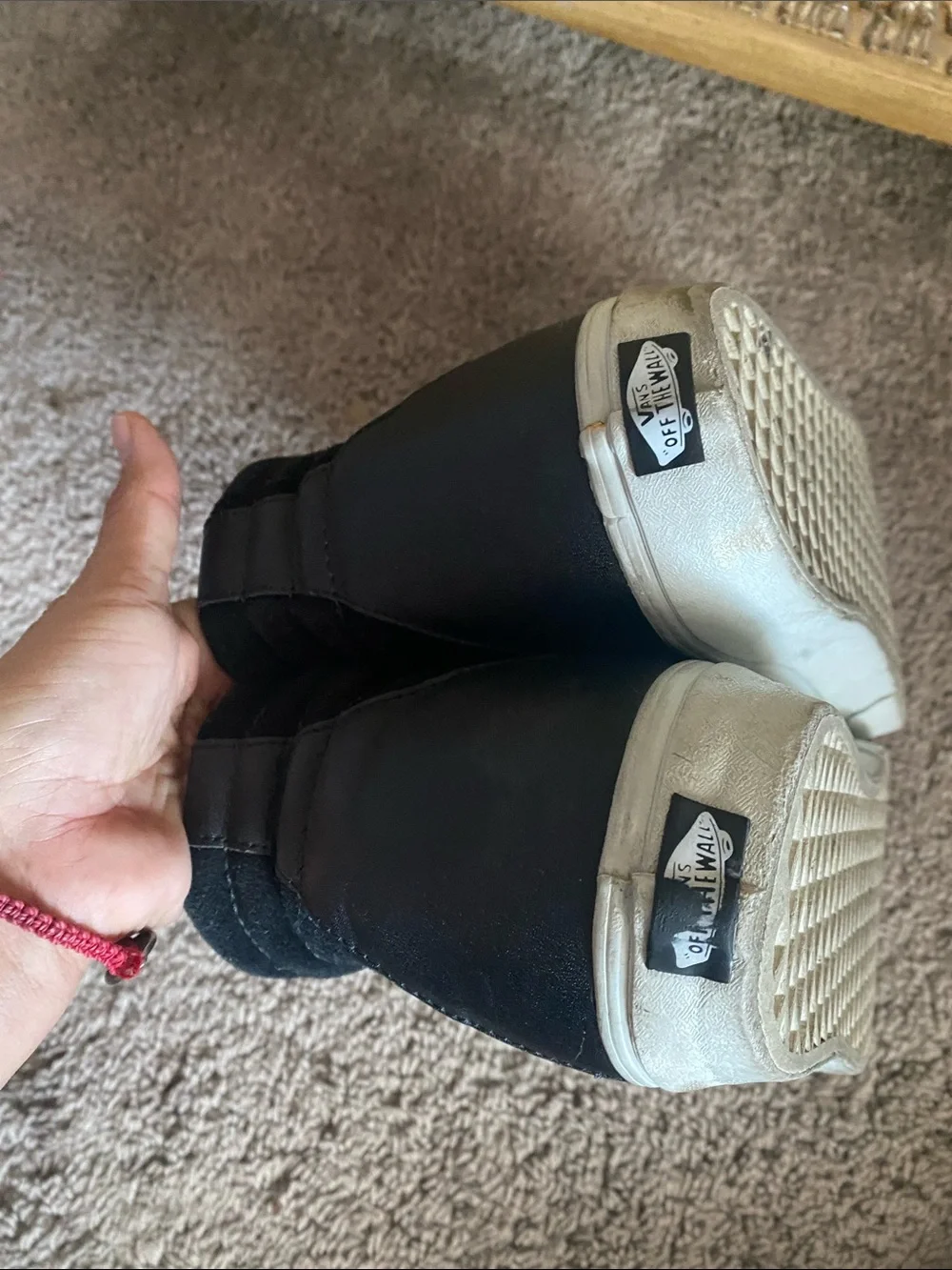 Vans Black Leather/ suede Hi Sk8 Sneakers with White Soles size 13